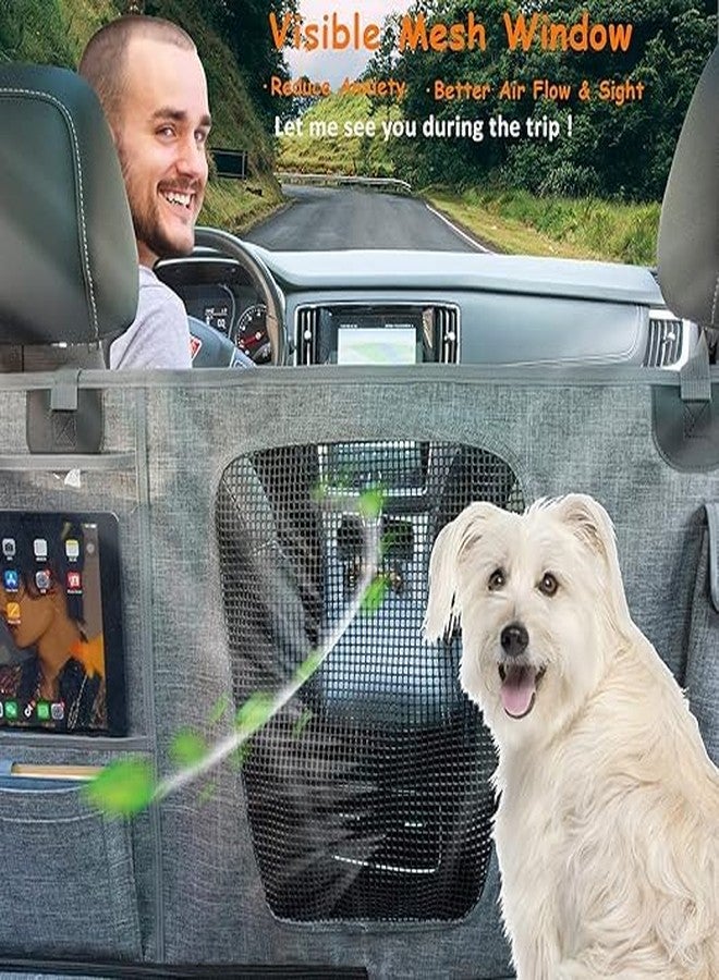 BLESSING PET SUPPLY Hanjo Pets Car Dog Cover Back Seat - Car Hammock for Dogs Waterproof - Dog Car Seat Cover for Back Seat with Mesh Window Multiple Pockets For Car/Truck/SUV Nonslip Rubber Back Washable Luxury Material - Image 4